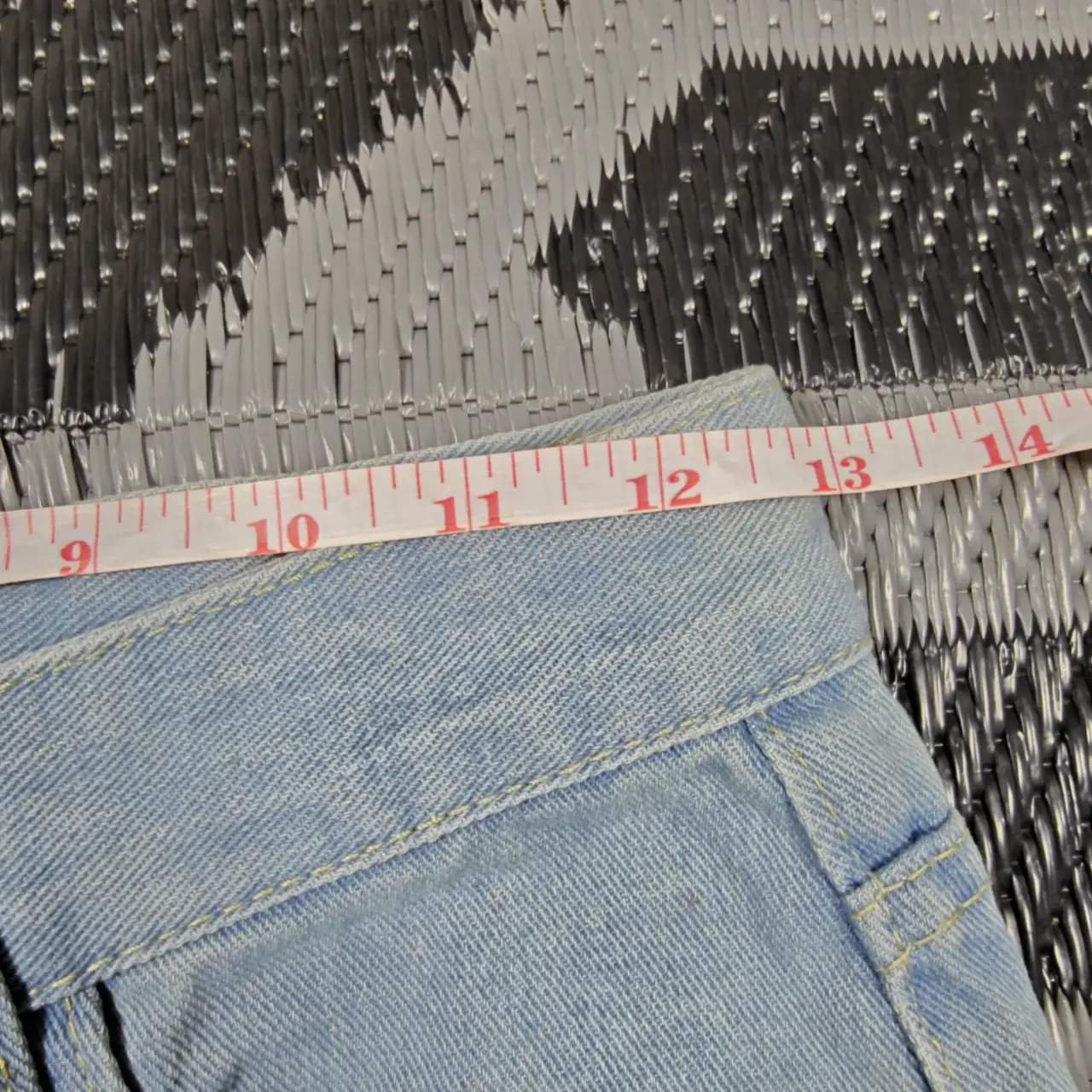 Women's High Rise Lace Patchwork Cutout Wide Leg Jeans Size M New thumbnail 9