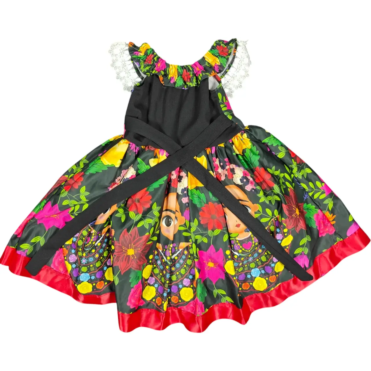 Girls Mexican Folklorico Frida Kahlo Floral Fiesta Dress Size CH Small thumbnail 2