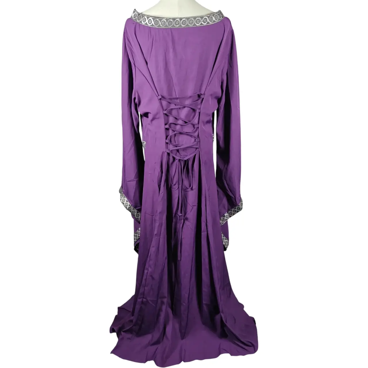 Renaissance Medieval Costume Dress Purple Bell Sleeve Corset Gown Size 2XL thumbnail 6