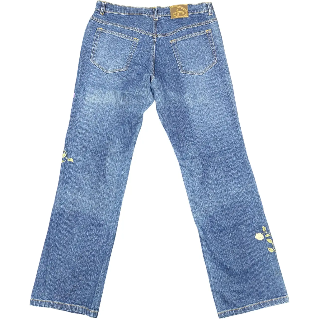 Disney Store Vintage Y2K Tinker Bell Floral Embroidered Denim Jeans Size 12 thumbnail 5