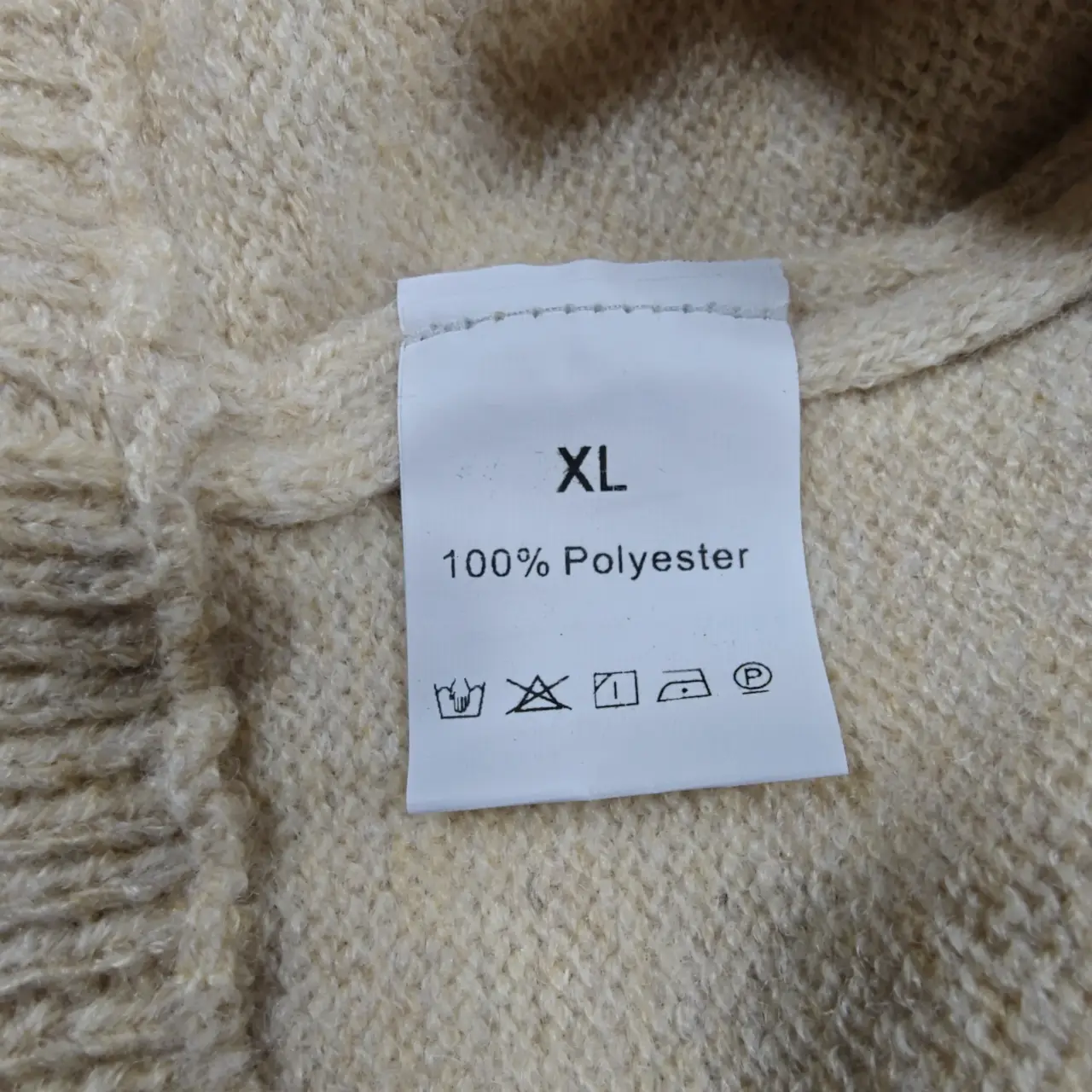 Knit Lounge Set Crewneck Sweater & Wide Leg Pants Cream Oatmeal Beige Size XL thumbnail 6