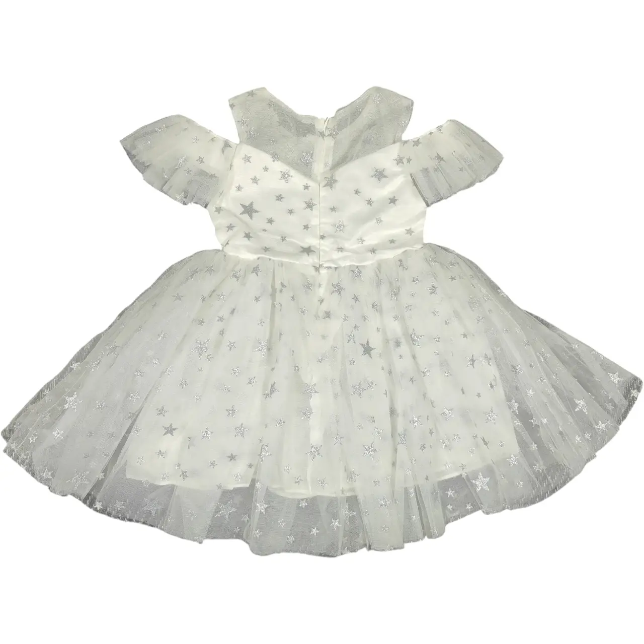 Trish Scully Girls Size 3T White Silver Glitter Star Tulle Dress thumbnail 3