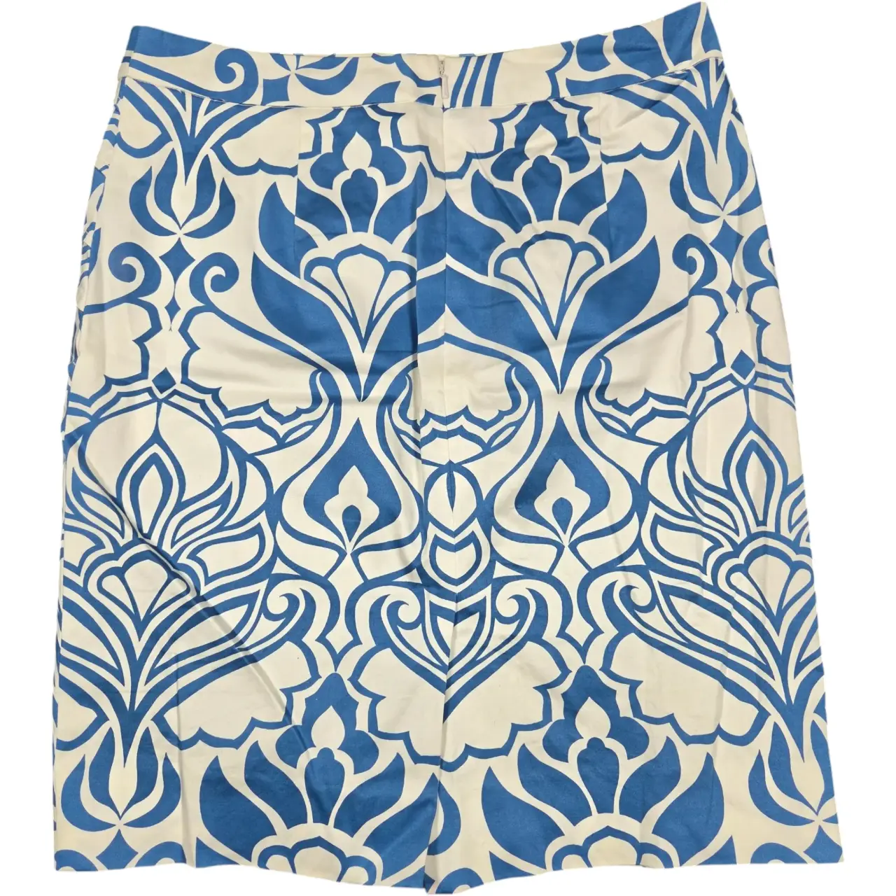 Etcetera Blue and White Damask Pleated Waist Pencil Skirt Size 4 thumbnail 2