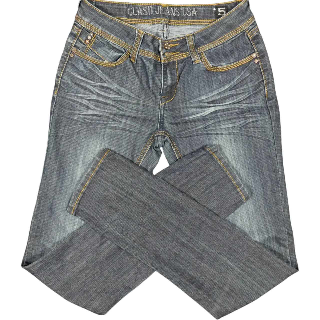 Clash Jeans USA Women's Size 5 Embellished Pocket Bootcut Jeans Dark Wash