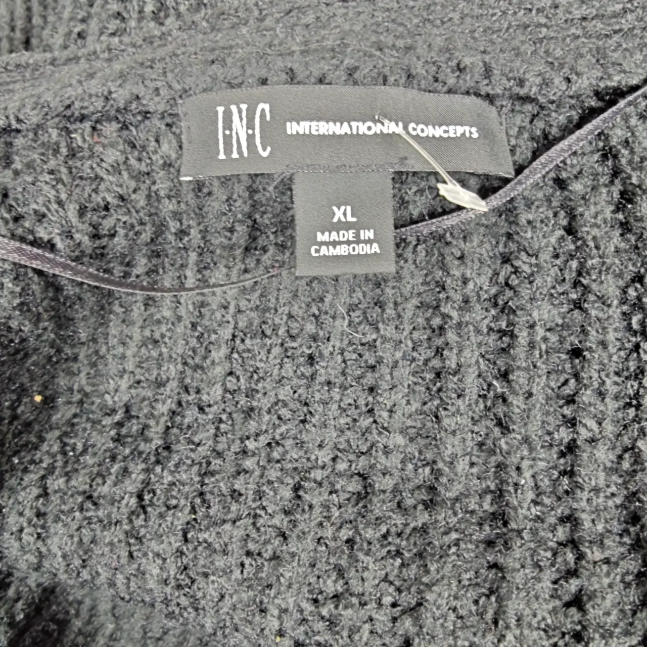 INC International Concepts Rhinestone Button Chunky Knit Cardigan Black XL thumbnail 6