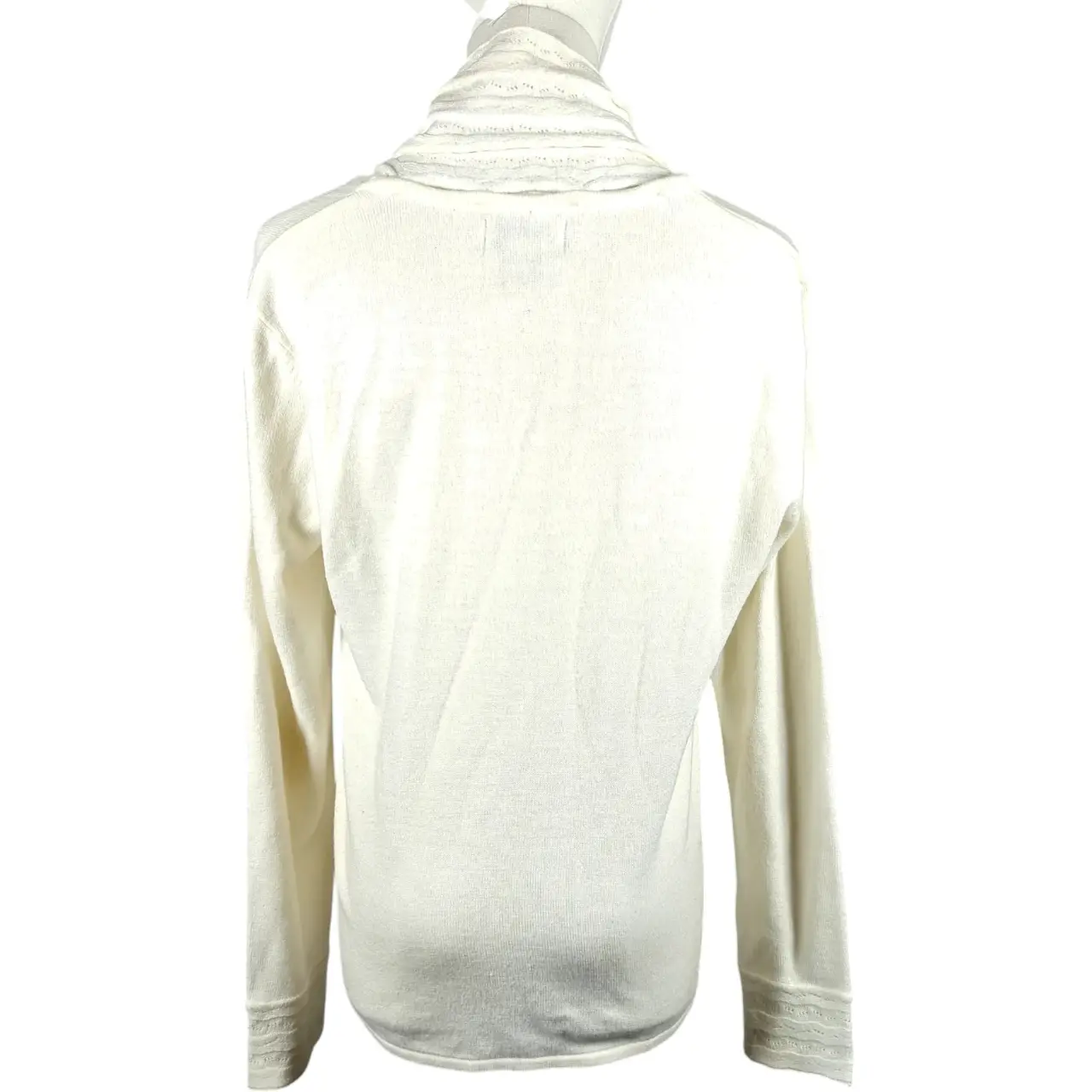 JM Collection Women's Cream Scarf Neck Knit Sweater Size M thumbnail 4
