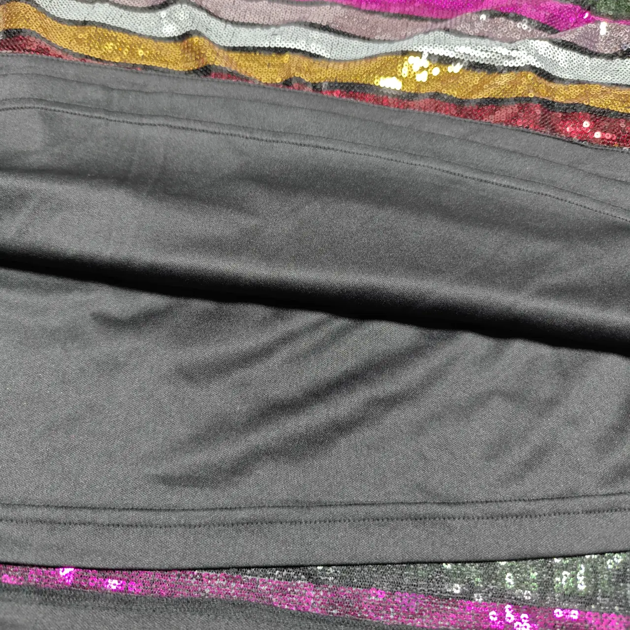 Fate Curve Women's 1X Multicolor Sequin Striped Short Sleeve Blouse NWT thumbnail 4