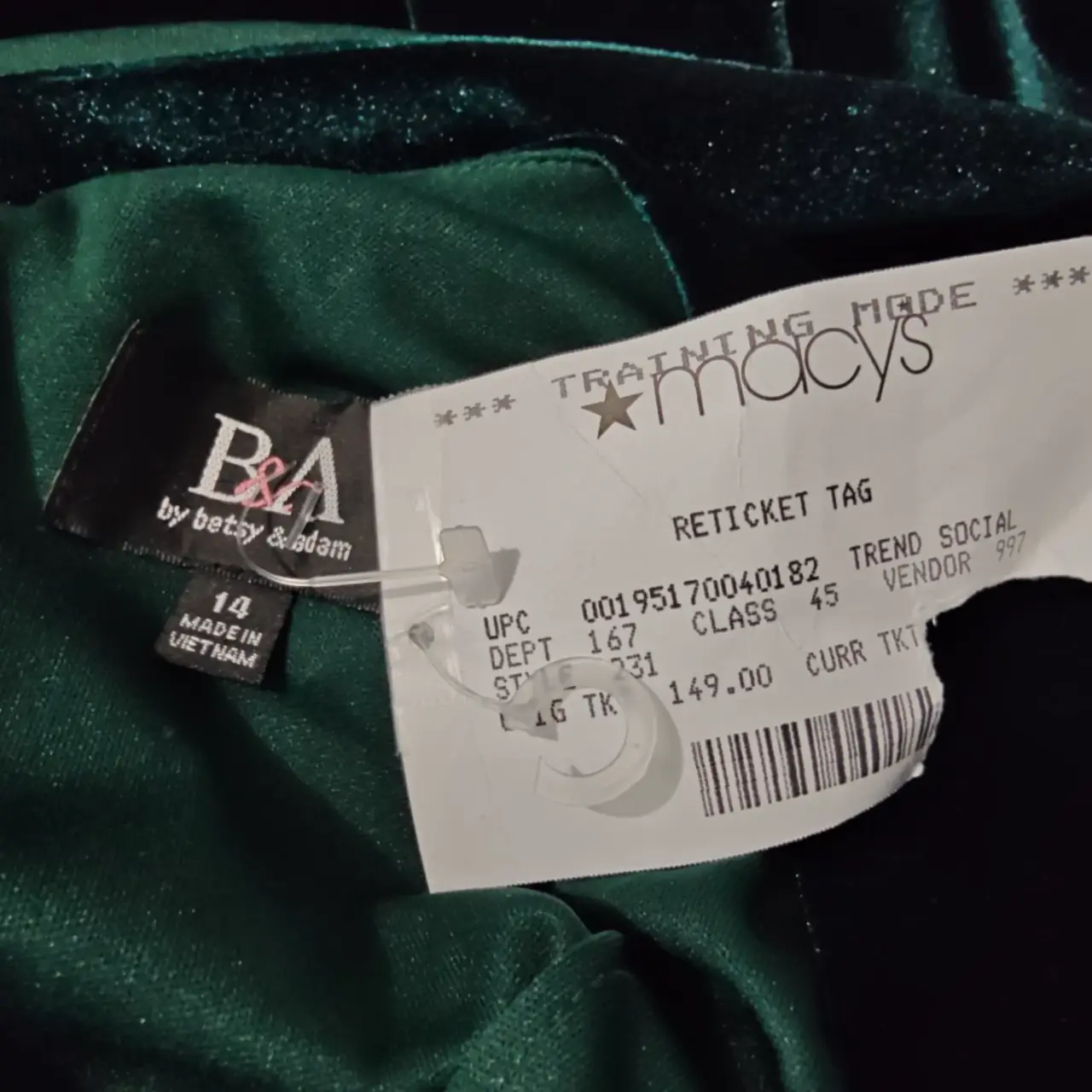 Betsy & Adam Women's Emerald Green Velvet Drape Back Sheath Dress Size 14 NWT thumbnail 6