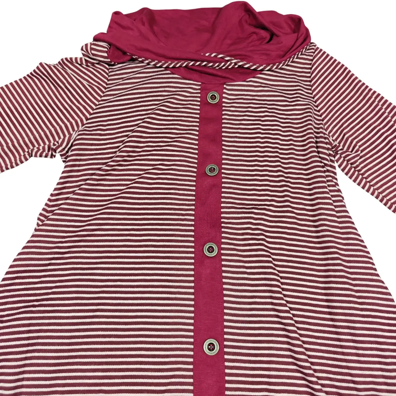 Emerald Women's Striped Cowl Neck Button Front Tunic Dress Size 1X / XL thumbnail 3