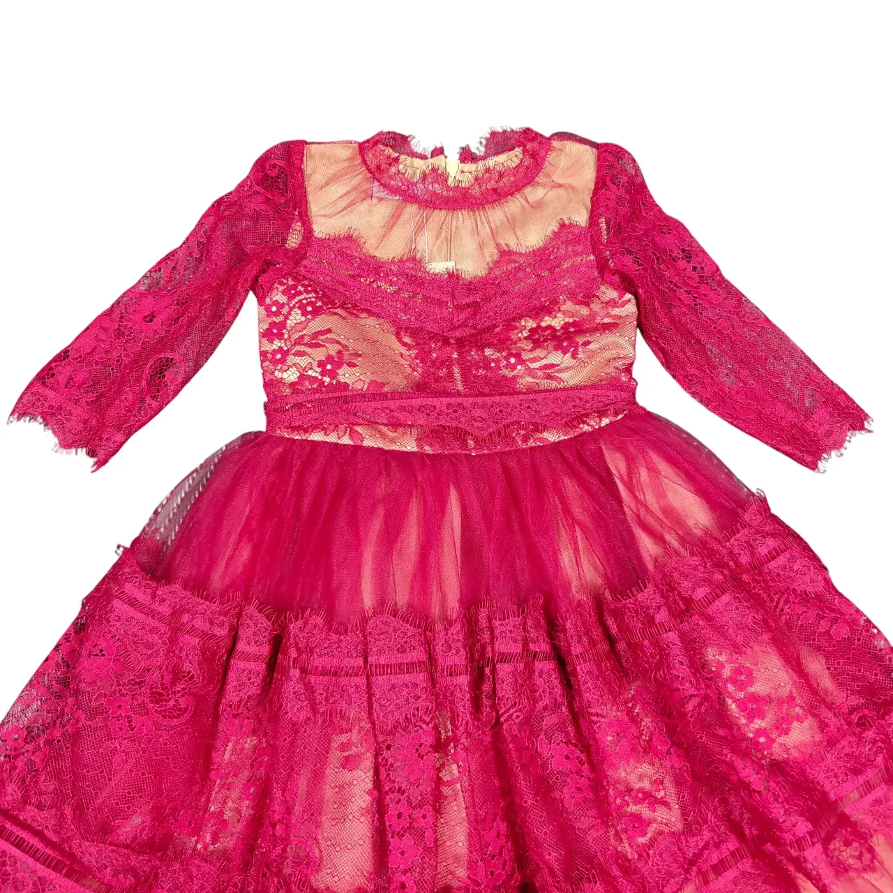 Trish Scully Girls Fuchsia Lace & Tulle Tiered Party Dress Size 3T NWT thumbnail 2