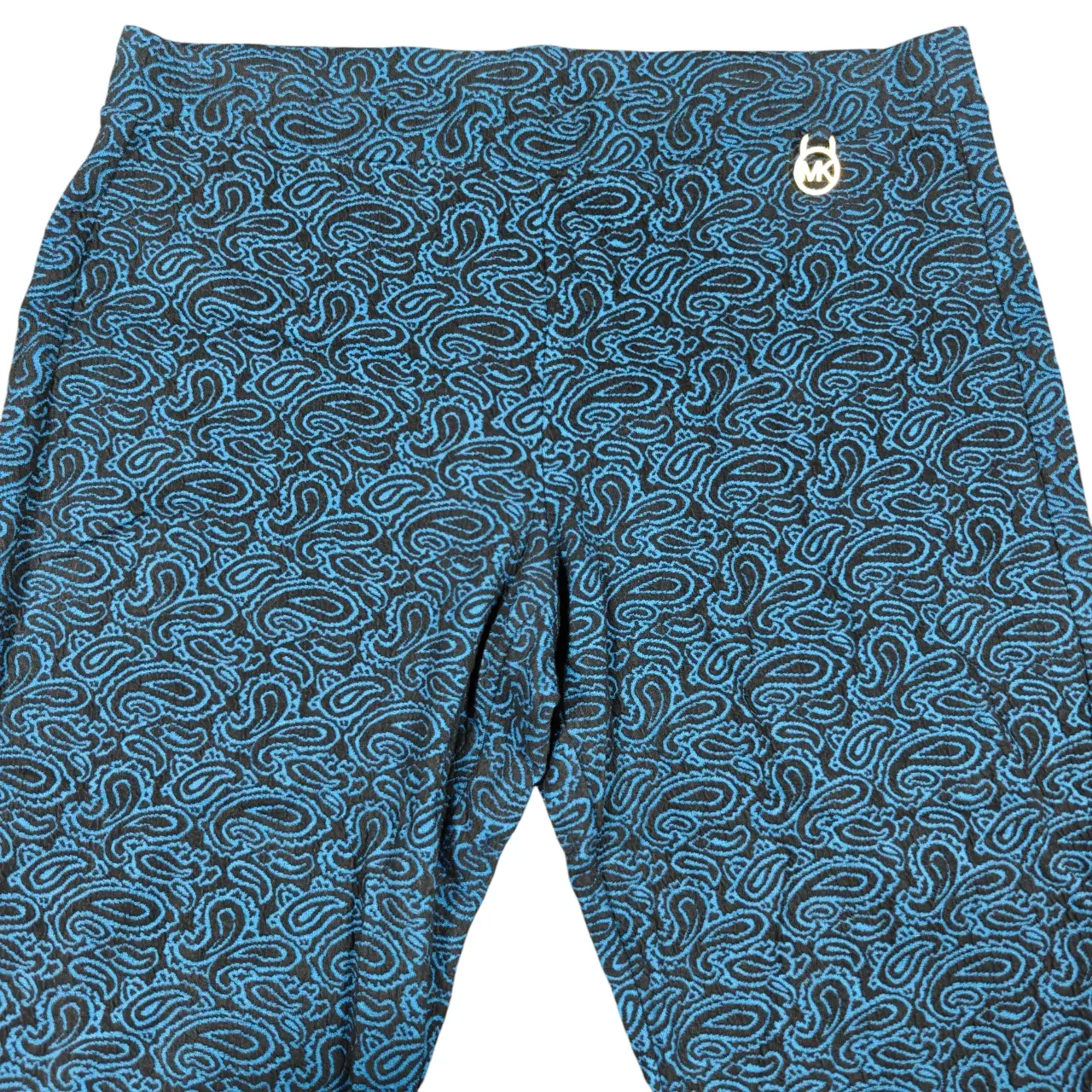 Michael Kors Blue & Black Paisley Textured Knit Ankle Pants XL thumbnail 3