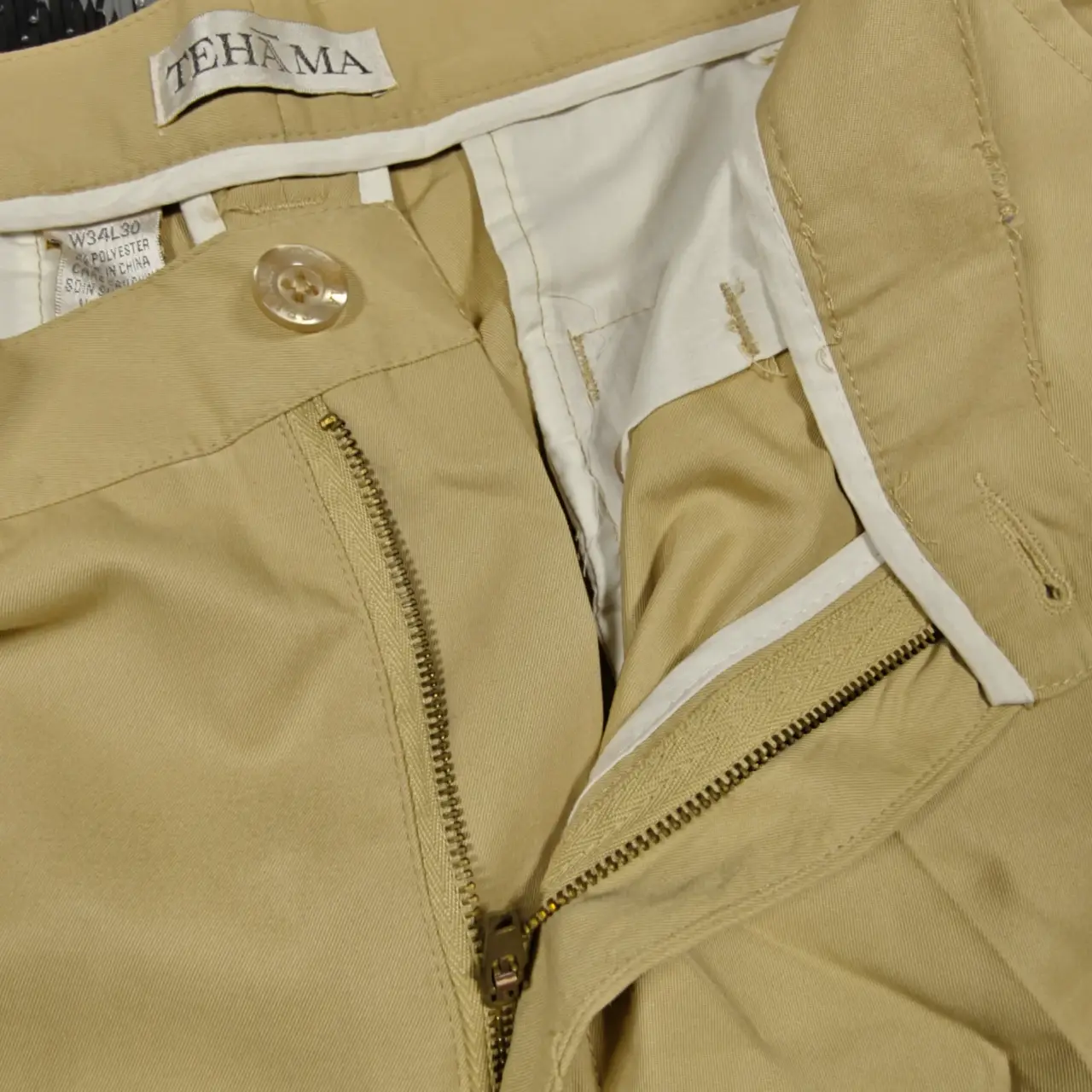 Tehama Men's Khaki Tan Golf Chino Pants W34 L30 Flat Front thumbnail 7