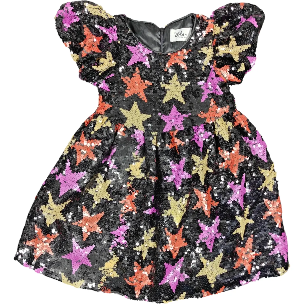 Lola + The Boys Girls Black Sequin Winter Stars Dress Size 4T thumbnail 2
