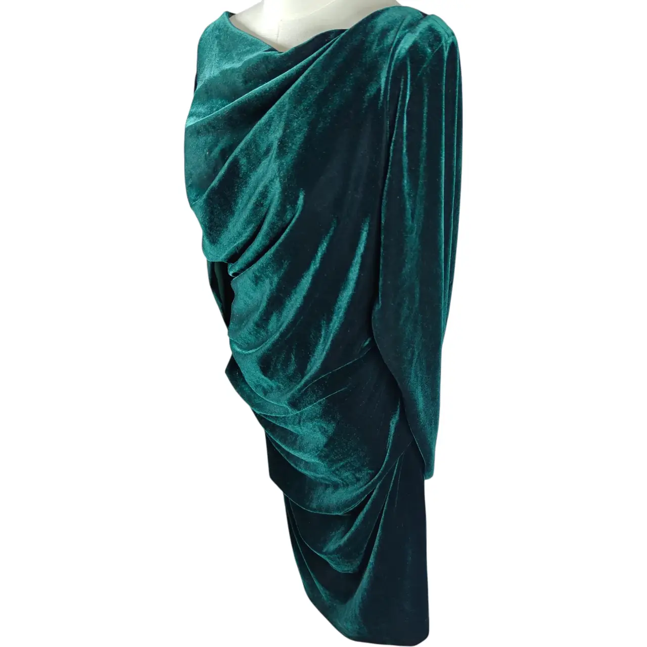 Betsy & Adam Women's Emerald Green Velvet Drape Back Sheath Dress Size 14 NWT thumbnail 2