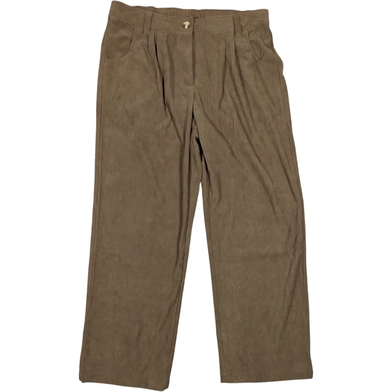 Halara Women's XL Brown Ribbed Corduroy Pleated Casual Pants NWT