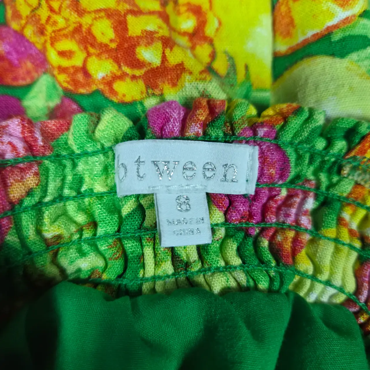 Btween Girls Fruit Print Smocked Tiered Rayon Linen Dress Size 8 thumbnail 4