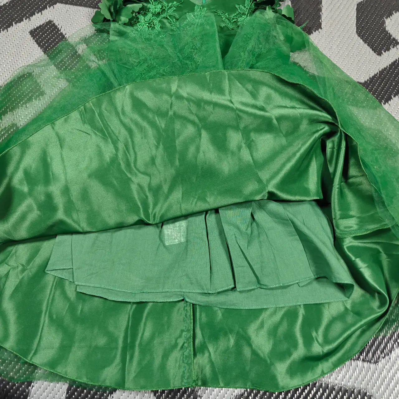 Trish Scully Bianca Gown Emerald Green Floral Tulle Dress Size 10 thumbnail 6