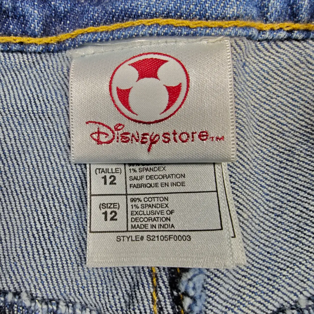 Disney Store Vintage Y2K Tinker Bell Floral Embroidered Denim Jeans Size 12 thumbnail 9