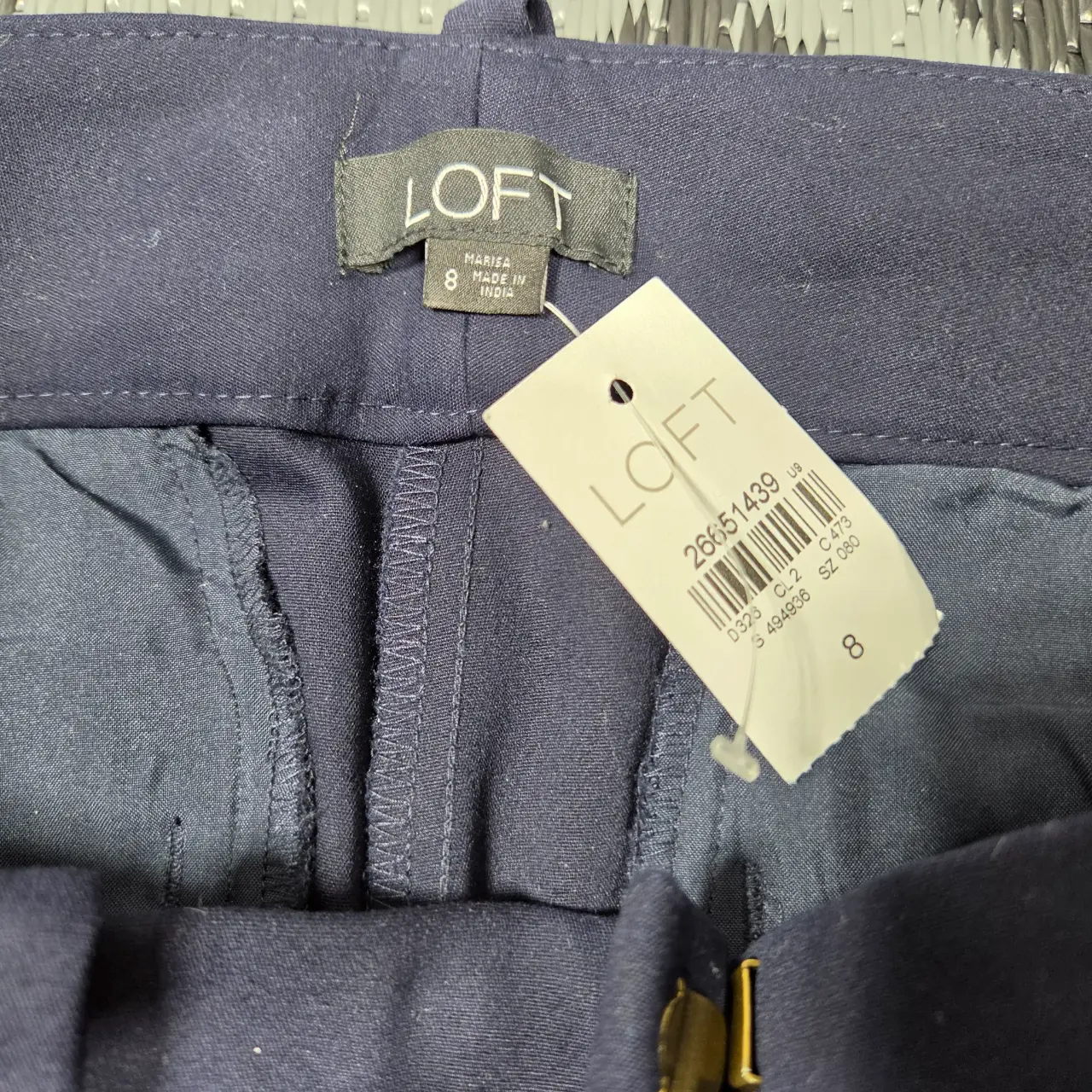 NWT LOFT Marisa Fit Navy Blue Ankle Dress Pants Size 8 thumbnail 2