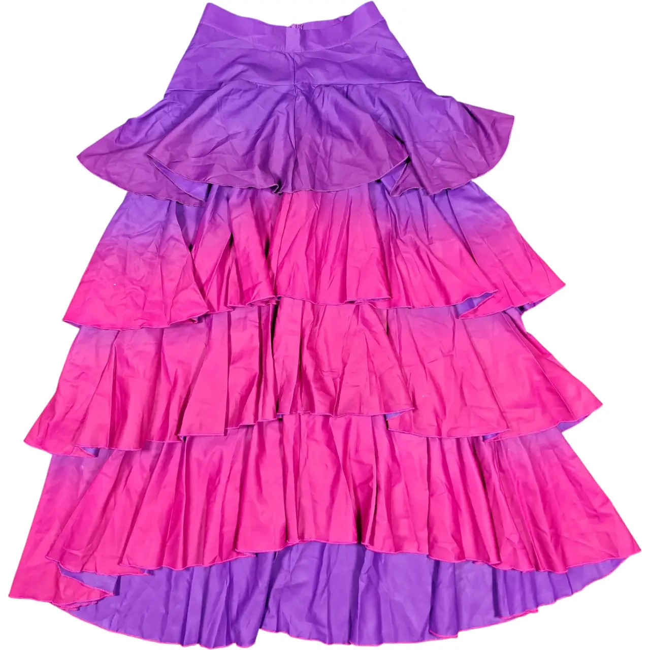 OSHOPLIVE Gradient Tiered Ruffle Maxi Skirt Purple Pink Size S NWT