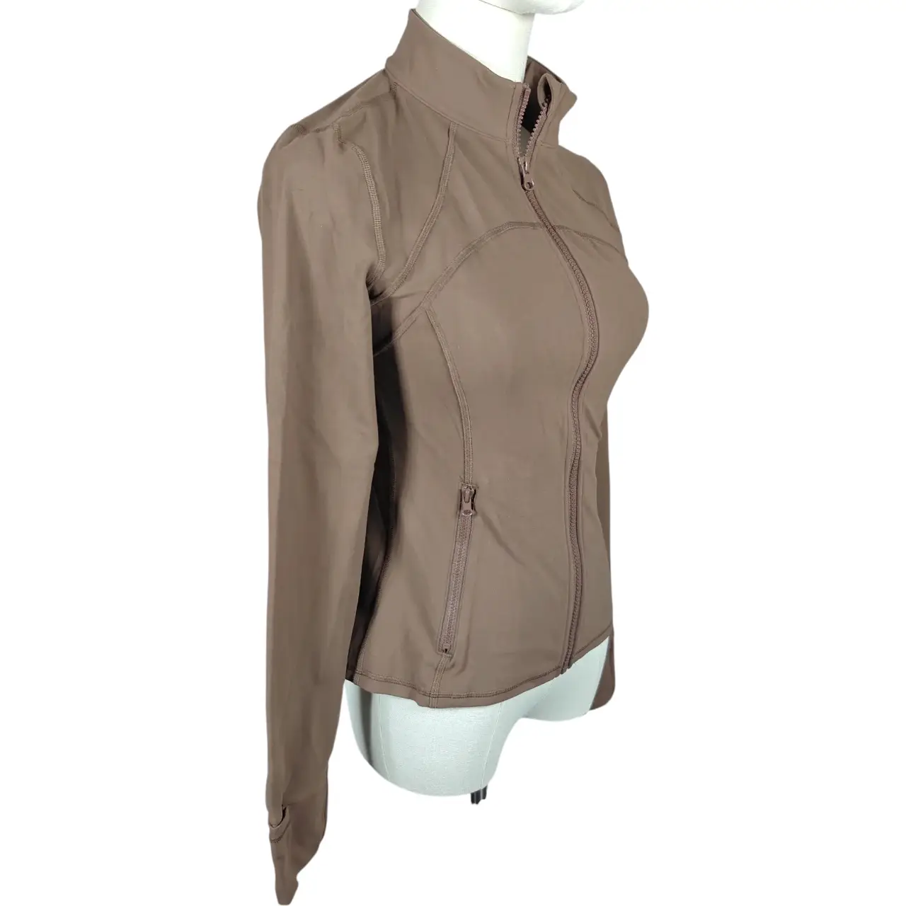 The Gym People Women's Full Zip Athletic Running Jacket Brown Thumbholes Size S thumbnail 3