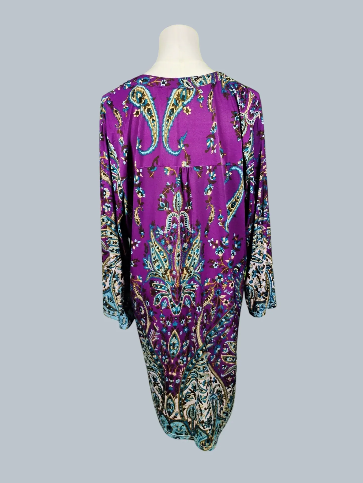 LA CERA Women's Plus Size Paisley Pintuck Tunic Blouse XL Purple thumbnail 4