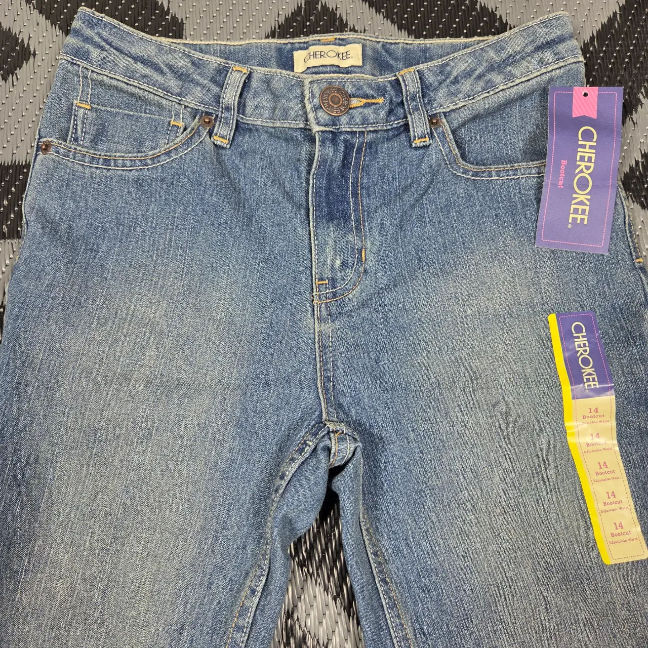 Cherokee Girls Size 14 Bootcut Jeans Adjustable Waist Stretch Denim NWT thumbnail 4
