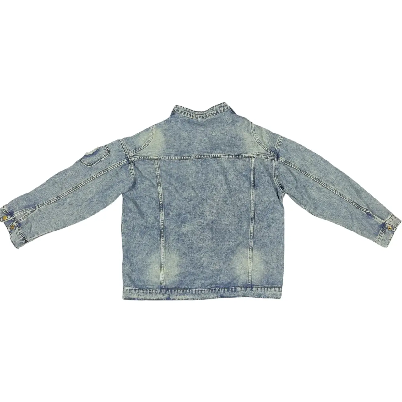 COCAIKW Men's Acid Wash Denim Moto Jacket Size 3XL Distressed Star Patch NWT thumbnail 3