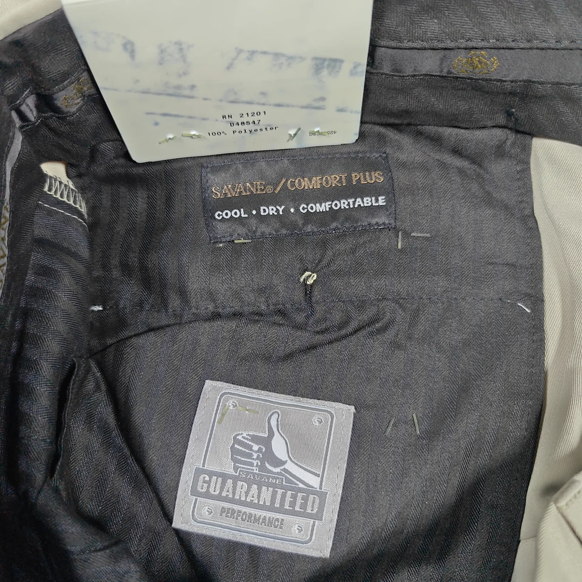 NWT Savane Men's Pleated Microfiber Dress Pants Stone 38x30 Comfort Waist thumbnail 4