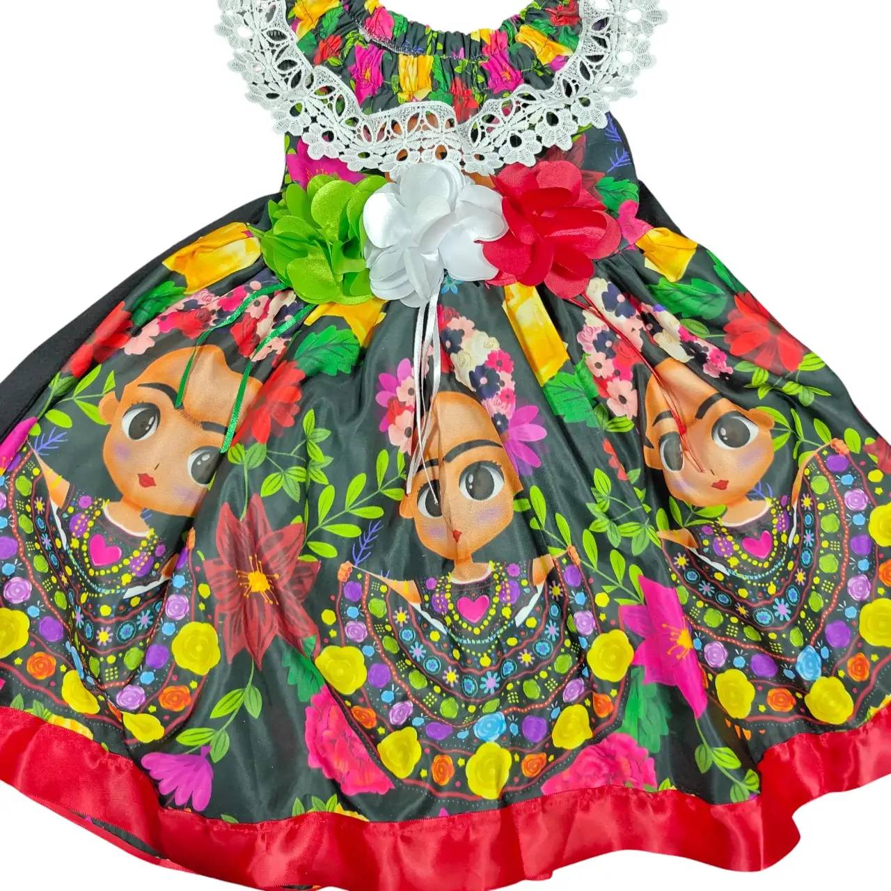 Girls Mexican Folklorico Frida Kahlo Floral Fiesta Dress Size CH Small thumbnail 3