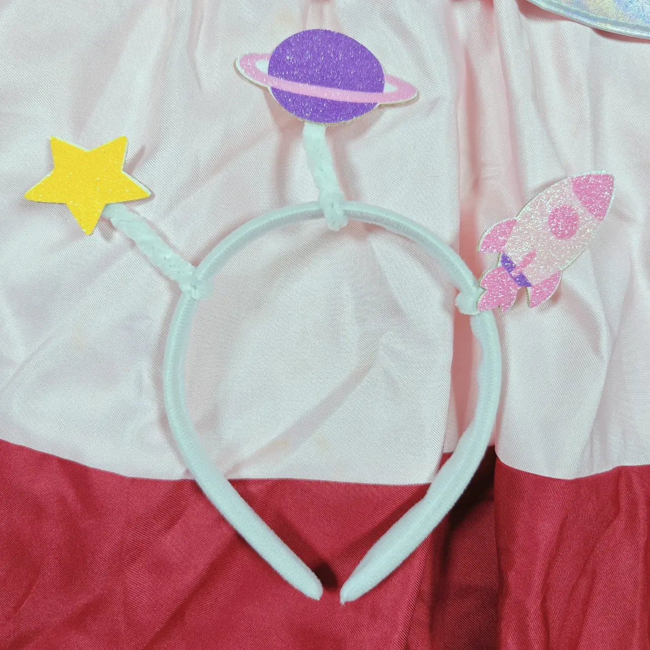 Girls Pink Astronaut Space Explorer Costume Dress Set with Headband & Gloves thumbnail 3