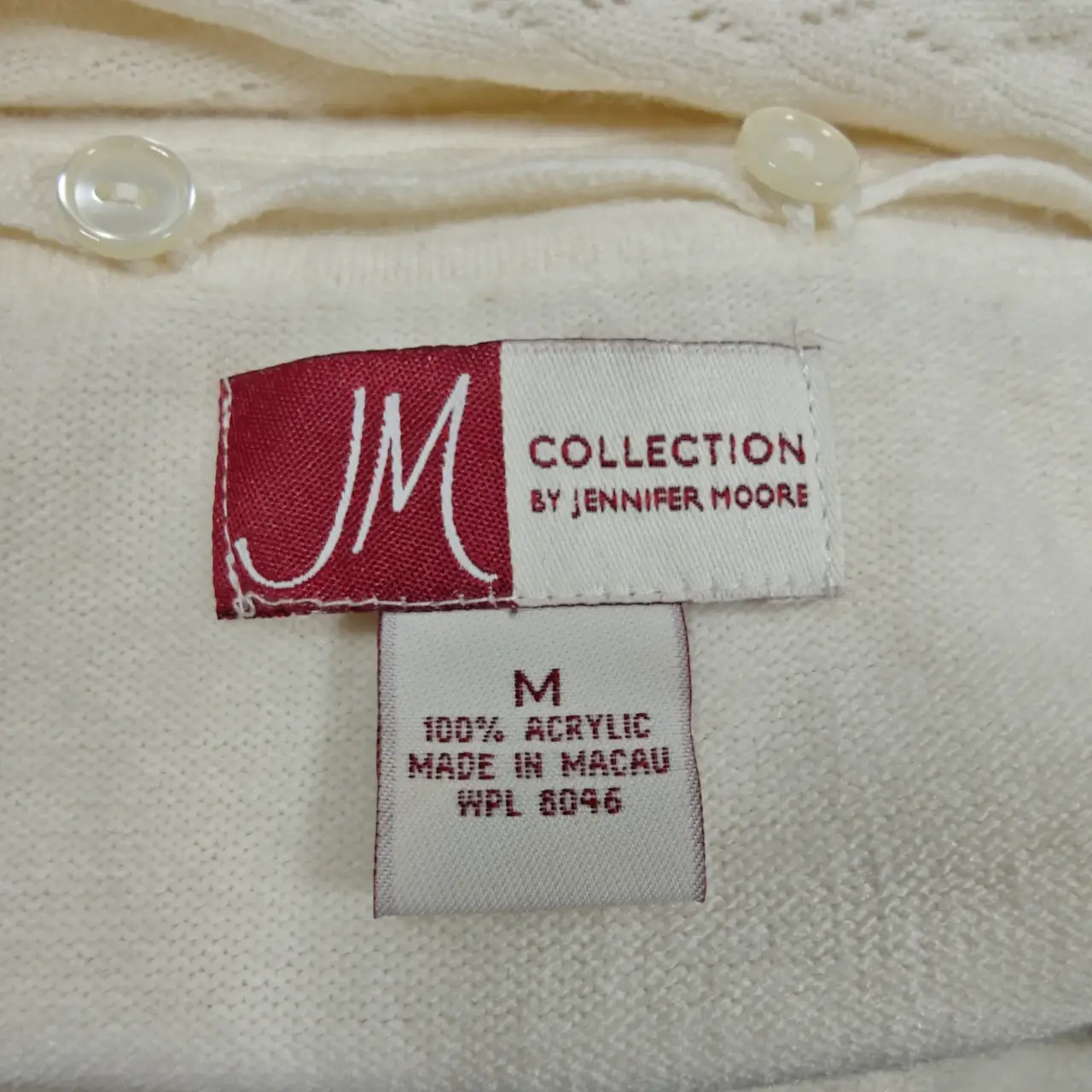 JM Collection Women's Cream Scarf Neck Knit Sweater Size M thumbnail 6